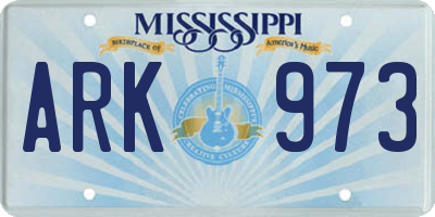 MS license plate ARK973
