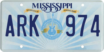 MS license plate ARK974