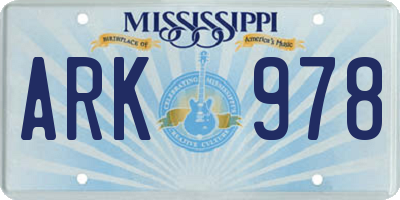 MS license plate ARK978