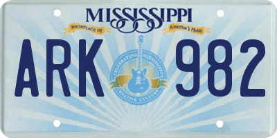 MS license plate ARK982