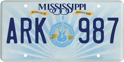 MS license plate ARK987