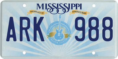MS license plate ARK988