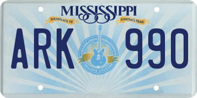 MS license plate ARK990