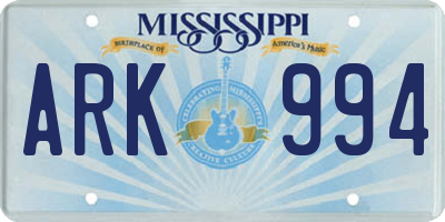 MS license plate ARK994