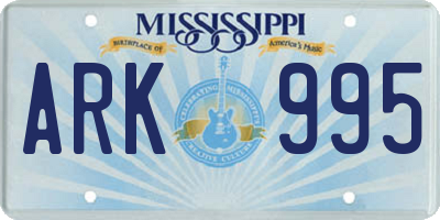 MS license plate ARK995