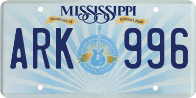 MS license plate ARK996