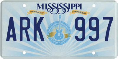 MS license plate ARK997