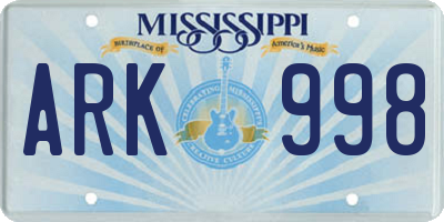 MS license plate ARK998