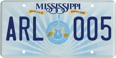 MS license plate ARL005