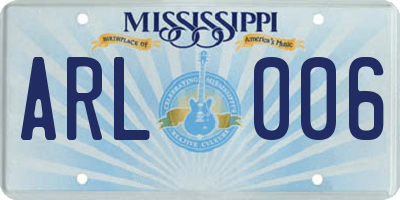 MS license plate ARL006