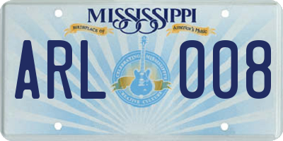 MS license plate ARL008