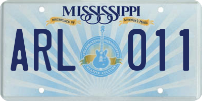MS license plate ARL011