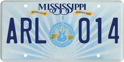 MS license plate ARL014