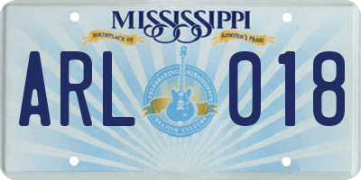MS license plate ARL018