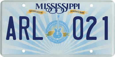 MS license plate ARL021