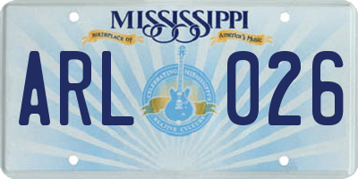 MS license plate ARL026