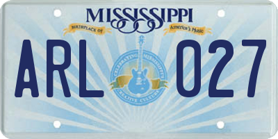 MS license plate ARL027