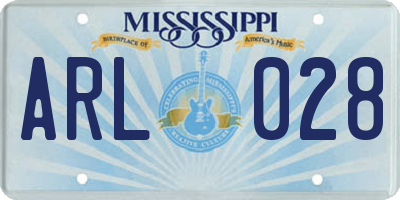 MS license plate ARL028