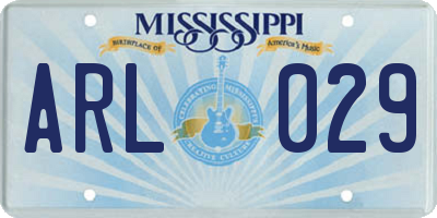 MS license plate ARL029