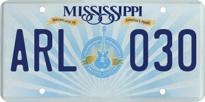 MS license plate ARL030