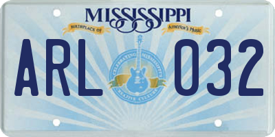 MS license plate ARL032