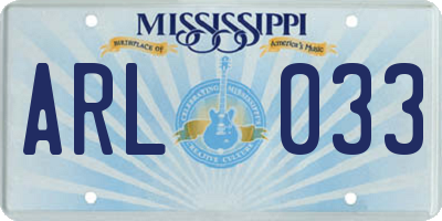 MS license plate ARL033
