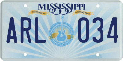 MS license plate ARL034