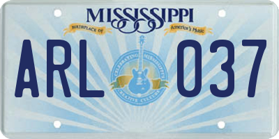 MS license plate ARL037