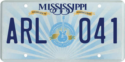 MS license plate ARL041