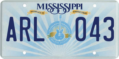 MS license plate ARL043