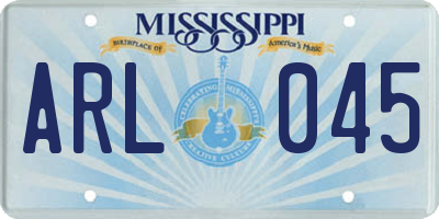 MS license plate ARL045