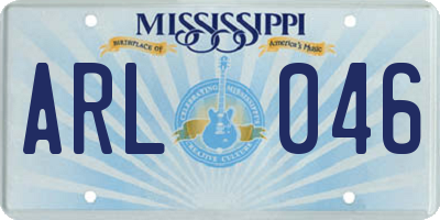MS license plate ARL046