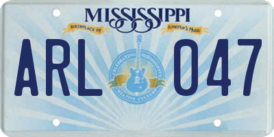 MS license plate ARL047