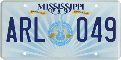 MS license plate ARL049
