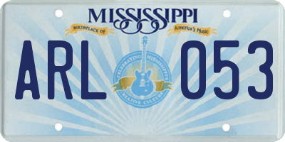 MS license plate ARL053