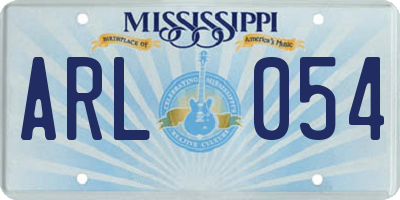 MS license plate ARL054