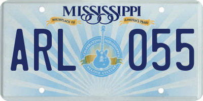 MS license plate ARL055