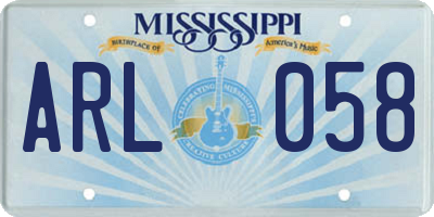 MS license plate ARL058