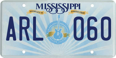 MS license plate ARL060