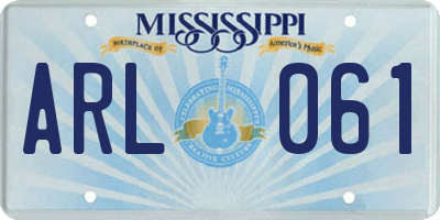 MS license plate ARL061