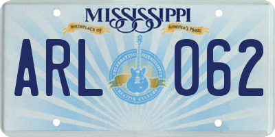 MS license plate ARL062