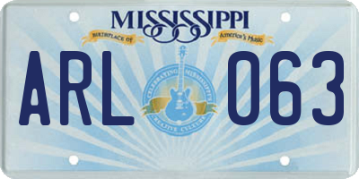 MS license plate ARL063