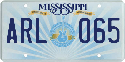 MS license plate ARL065
