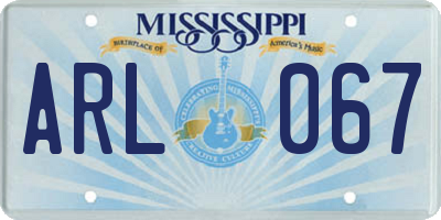 MS license plate ARL067