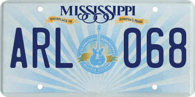 MS license plate ARL068
