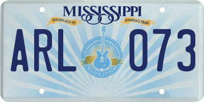 MS license plate ARL073