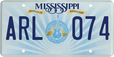 MS license plate ARL074
