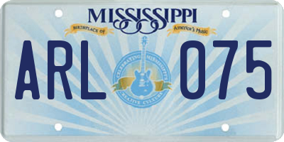 MS license plate ARL075