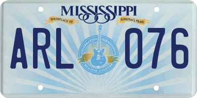 MS license plate ARL076