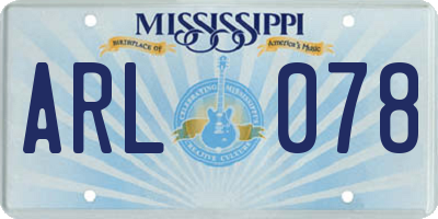 MS license plate ARL078